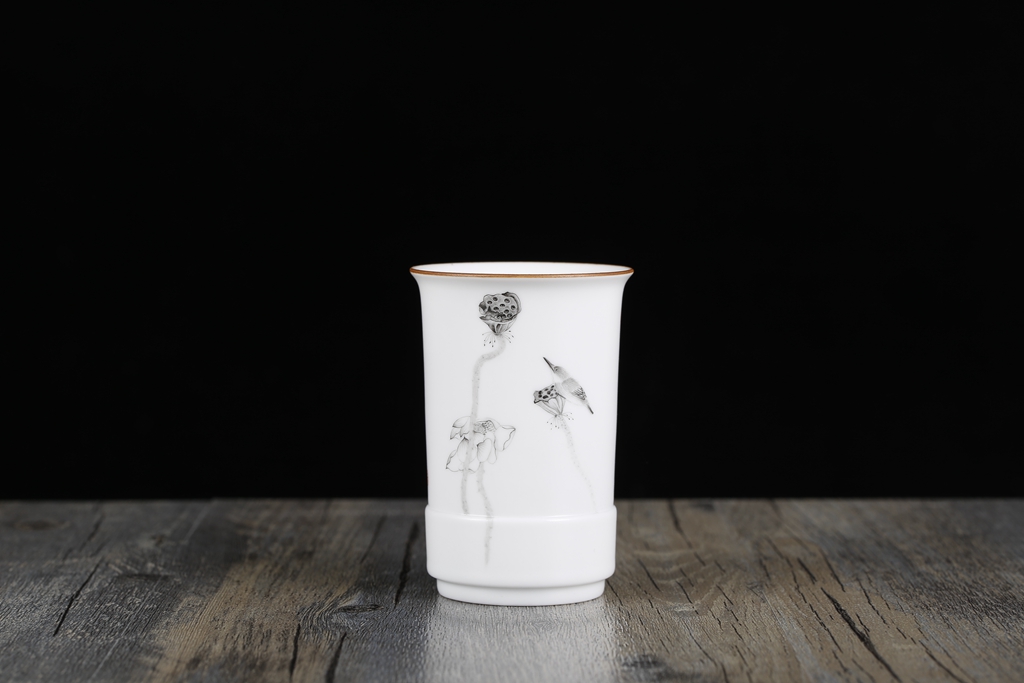 妙手燔功  手繪墨彩花鳥聞香杯