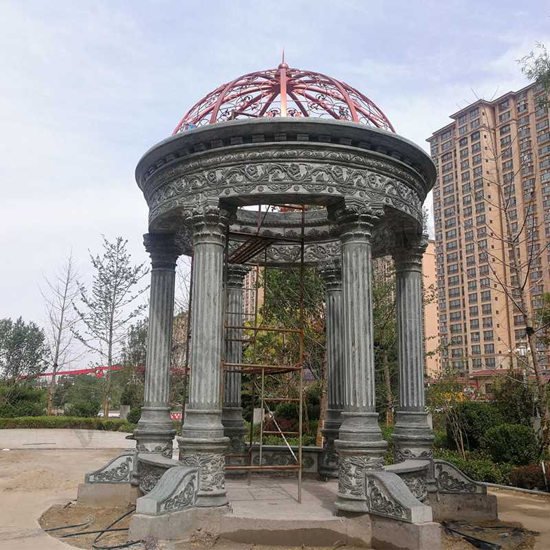 歐式景觀涼亭，小區(qū)花園休息亭子，石雕景觀亭子，綠色景觀涼亭1.jpg